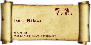 Turi Miksa névjegykártya